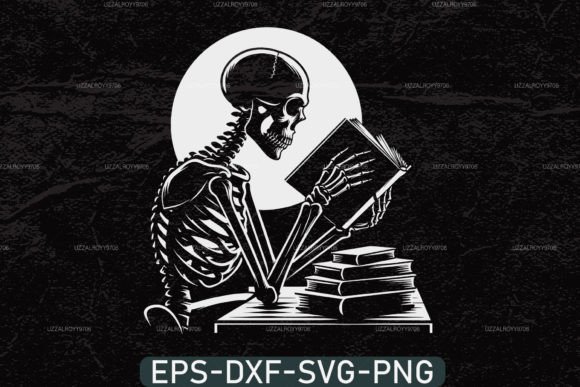A Skeleton Reading Book SVG: Merging Macabre Aesthetics with Modern Book Lover Culture