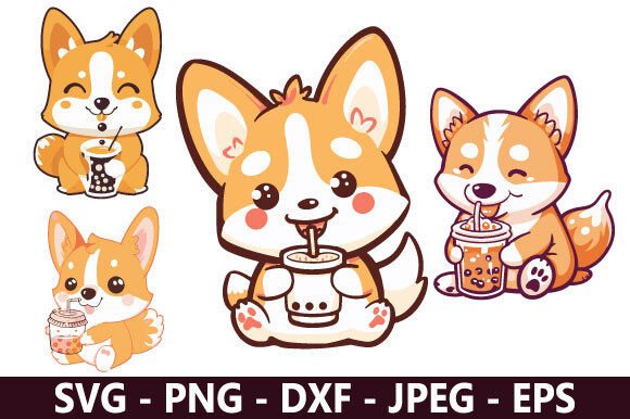 Corgi Drinking Boba SVG Bundle: Creative Project Ideas