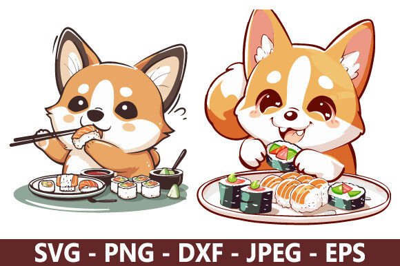 Corgi Eating Sushi SVG Bundle: Creative Project Ideas