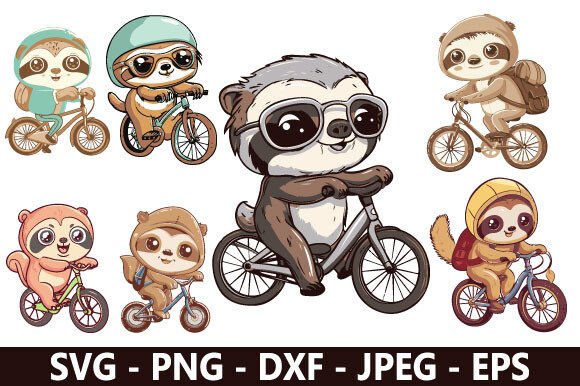 Cute Biking Sloth SVG Bundle: Creative Project Ideas