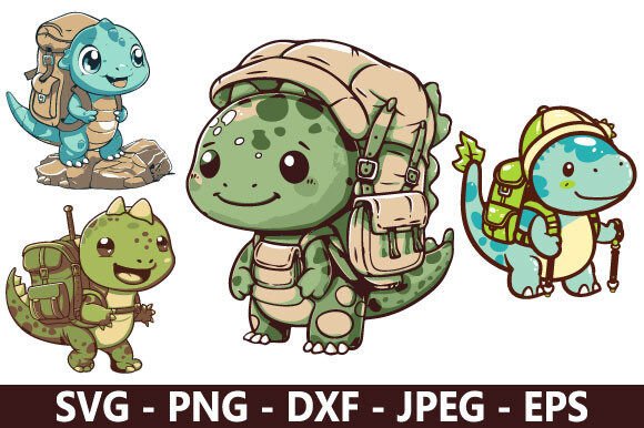 Cute Dinosaur Hiking SVG Bundle