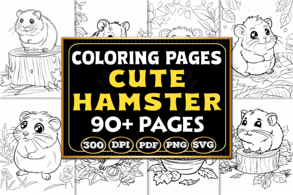 Cute Hamster Coloring Pages in Design