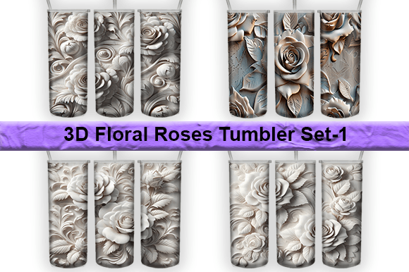 Evaluating the 3D Seamless Floral Roses Tumbler Set-1 for Creative and Commercial Use