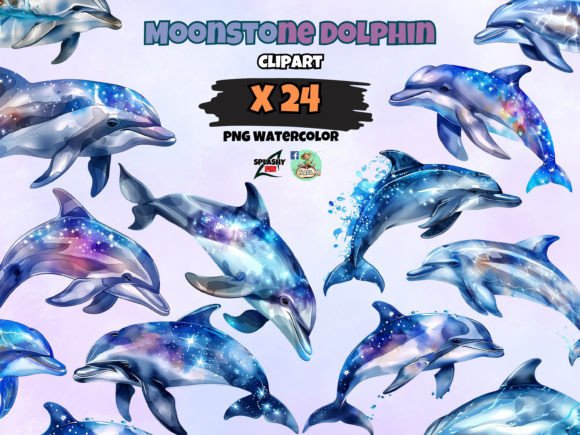 Integrating Watercolor Moonstone Dolphin Clipart into Professional and Creative Design Workflows