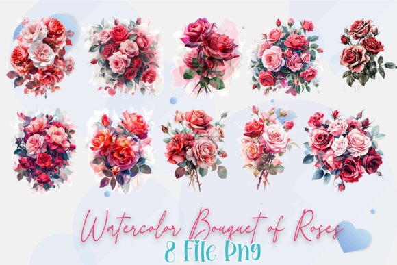 Watercolor Bouquet of Roses - Clipart: Strategic Application for Visual Communication