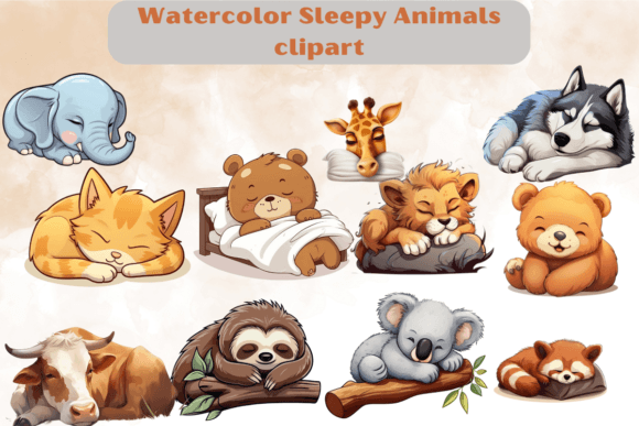 Watercolor Sleepy Animals Clipart Guide