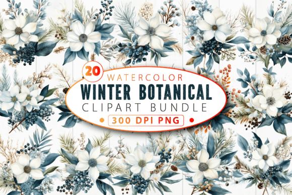 Winter Botanical Watercolor Clipart Bund Guide